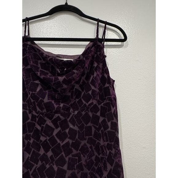 Evan Picone Size 12P Y2K Velvet Burnout Fairycore Whimsigoth Midi Dress Purple - Picture 5 of 9